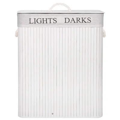 Kôš na bielizeň 100l, dvojdielny SPRINGOS BAMBUS biely