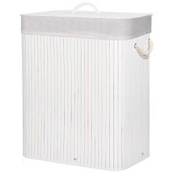 Kôš na bielizeň 100l, dvojdielny SPRINGOS BAMBUS biely