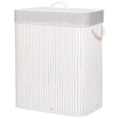 Kôš na bielizeň 100l, dvojdielny SPRINGOS BAMBUS biely
