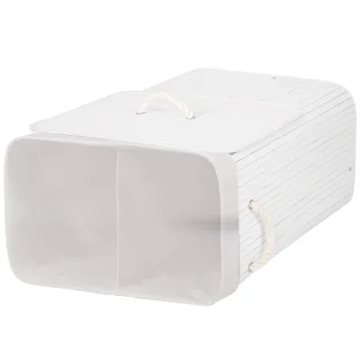 Kôš na bielizeň 100l, dvojdielny SPRINGOS BAMBUS biely