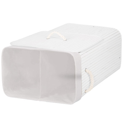 Kôš na bielizeň 100l, dvojdielny SPRINGOS BAMBUS biely