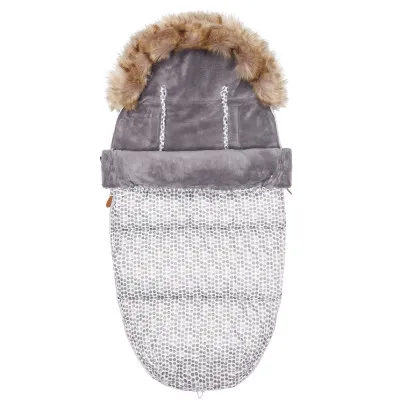 Zimný fusak s kožúškom 4v1 SPRINGOS MUMI biely s bodkami