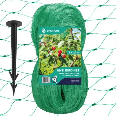 Sieť proti vtákom 8x20 m + 20 kolíkov SPRINGOS AB0002