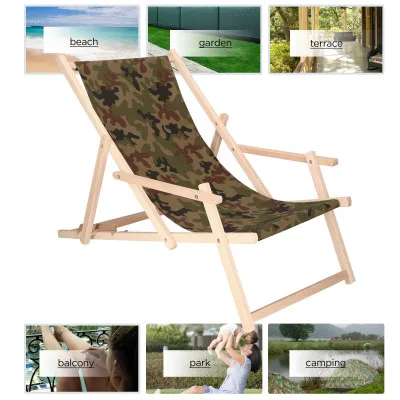 Záhradné drevené lehátko SPRINGOS TORINO camo