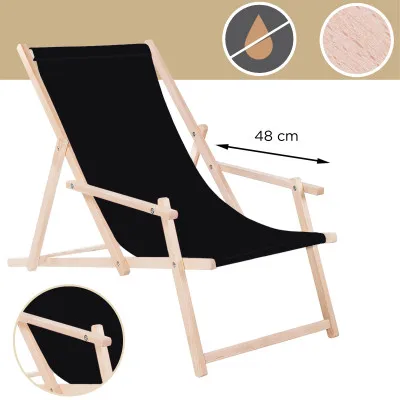 Záhradné drevené lehátko SPRINGOS TORINO čierne