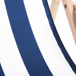 Záhradné drevené lehátko SPRINGOS TORINO modro-biele pruhy