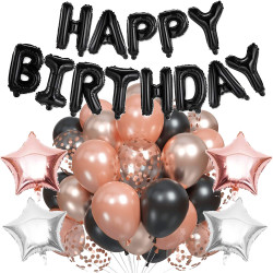 Sada narodeninových balónikov 18, čierno-ružové SPRINGOS PS0025
