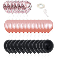 Sada narodeninových balónikov 18, čierno-ružové SPRINGOS PS0025