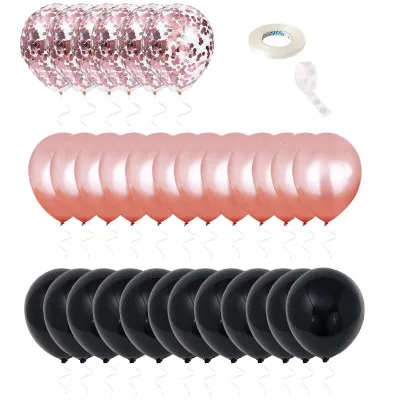 Sada narodeninových balónikov 18, čierno-ružové SPRINGOS PS0025