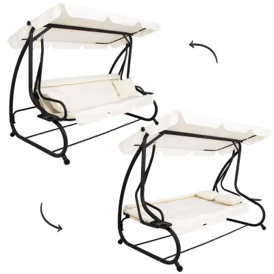 Záhradná hojdačka SPRINGOS BOHEMA 4-miestna, krémová