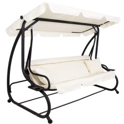 Záhradná hojdačka SPRINGOS BOHEMA 4-miestna, krémová