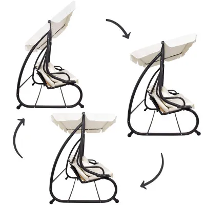Záhradná hojdačka SPRINGOS BOHEMA 4-miestna, krémová