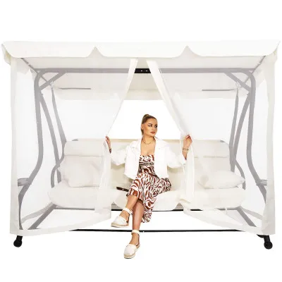 Záhradná hojdačka SPRINGOS BOHEMA 4-miestna, krémová