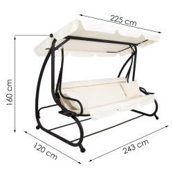 Záhradná hojdačka SPRINGOS BOHEMA 4-miestna, krémová