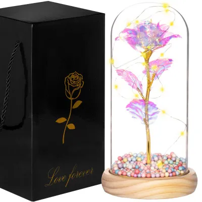 Večná ruža v skle s ľad osvetlením SPRINGOS HA5159