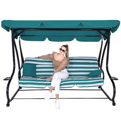 Záhradná hojdačka SPRINGOS MALIBU 4-miestna, zeleno-biela