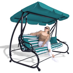 Záhradná hojdačka SPRINGOS MALIBU 4-miestna, zeleno-biela