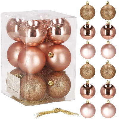 Vianočné banky zlato-ružové mix - 6cm, sada 12ks