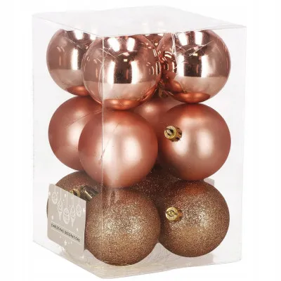 Vianočné banky zlato-ružové mix - 6cm, sada 12ks