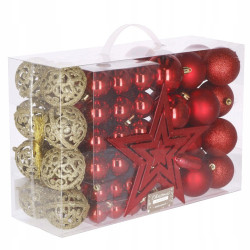 Maxi 101 dielna sada vianočných ozdôb červeno-zlatá