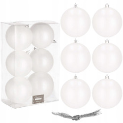 Vianočné banky biele perleťové - 10cm, sada 6ks