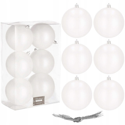 Vianočné banky biele perleťové - 10cm, sada 6ks