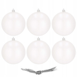 Vianočné banky biele perleťové - 10cm, sada 6ks