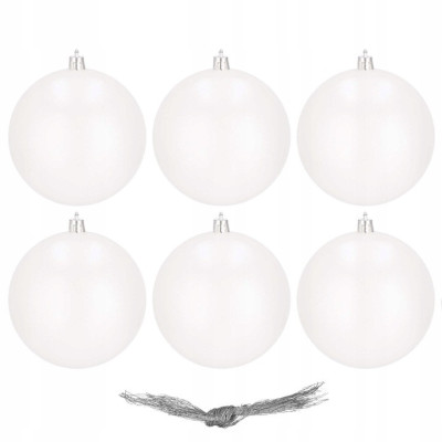 Vianočné banky biele perleťové - 10cm, sada 6ks