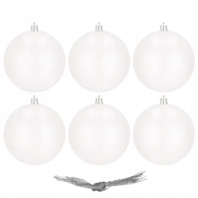 Vianočné banky biele perleťové - 10cm, sada 6ks