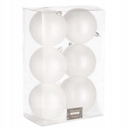 Vianočné banky biele perleťové - 10cm, sada 6ks