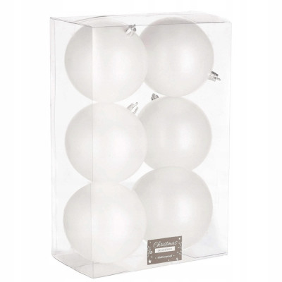 Vianočné banky biele perleťové - 10cm, sada 6ks