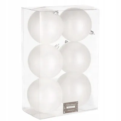 Vianočné banky biele perleťové - 10cm, sada 6ks