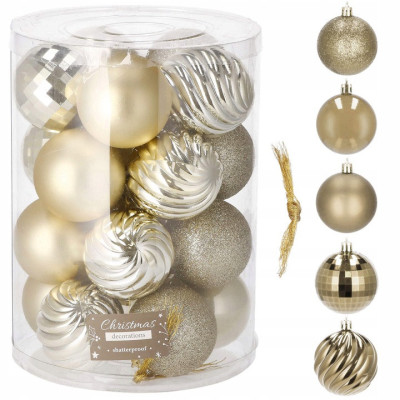 Vianočné banky zlaté mix - 6cm, sada 20ks