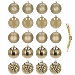 Vianočné banky zlaté mix - 6cm, sada 20ks