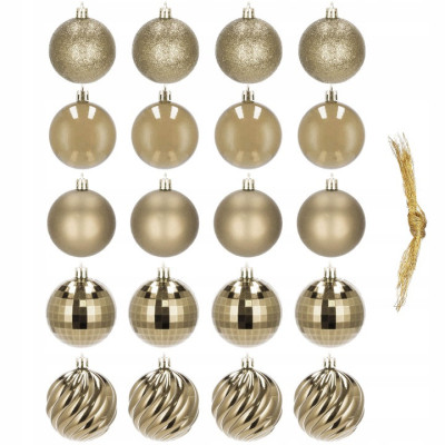 Vianočné banky zlaté mix - 6cm, sada 20ks