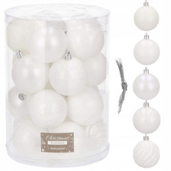 Vianočné banky biele mix - 6cm, sada 20ks