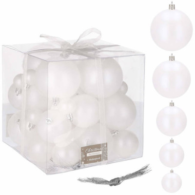 Vianočné banky biele - 5 veľkostí, sada 37ks