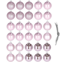 Vianočné banky ružové mix - 5cm, súprava 30ks