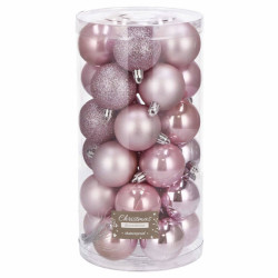 Vianočné banky ružové mix - 5cm, súprava 30ks