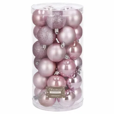 Vianočné banky ružové mix - 5cm, súprava 30ks