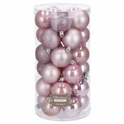 Vianočné banky ružové mix - 5cm, súprava 30ks