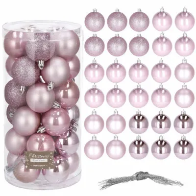 Vianočné banky ružové mix - 5cm, súprava 30ks