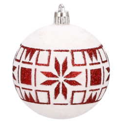 Vianočné banky červeno-biele mix - 5cm, súprava 30ks