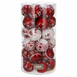 Vianočné banky červeno-biele mix - 5cm, súprava 30ks