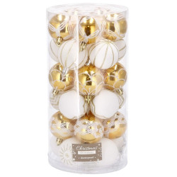 Vianočné banky zlato-biele mix - 5cm, súprava 30ks