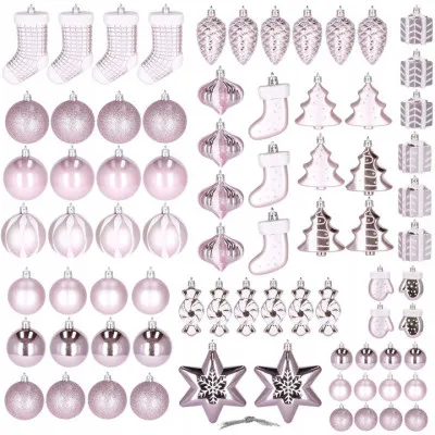 Maxi 77 dielna sada vianočných ozdôb svetlo ružová