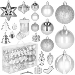 Maxi 77 dielna sada vianočných ozdôb strieborná
