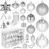 Maxi 77 dielna sada vianočných ozdôb strieborná