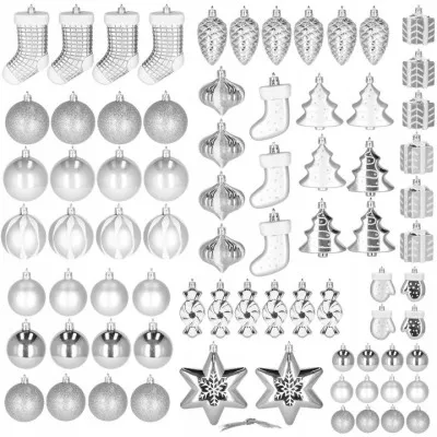 Maxi 77 dielna sada vianočných ozdôb strieborná