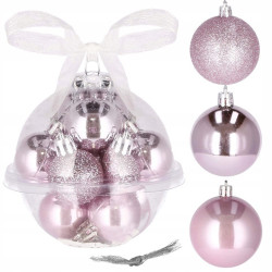 Vianočné banky ružové mix - 3cm, sada 12ks v darčekovom balení